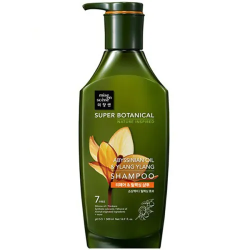 Відновлюючий шампунь для волосся Mise en Scene Super Botanical Abyssinian Oil & Ylang Ylang Shampoo з абіссінською олією