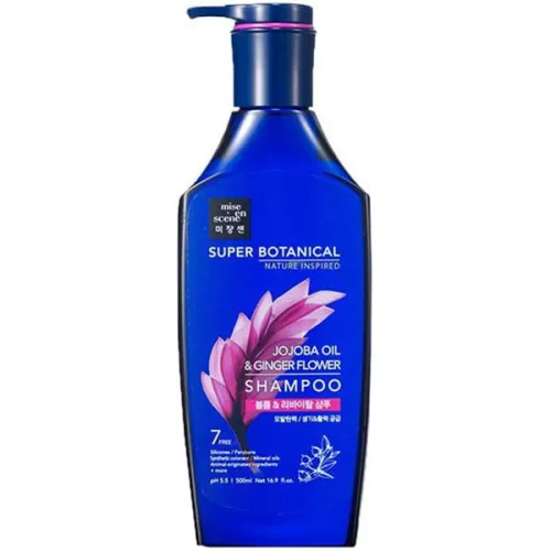 Шампунь для об’єму волосся Mise en Scene Super Botanical Jojoba Oil & Ginger Flower Shampoo з олією жожоба, 500 мл.
