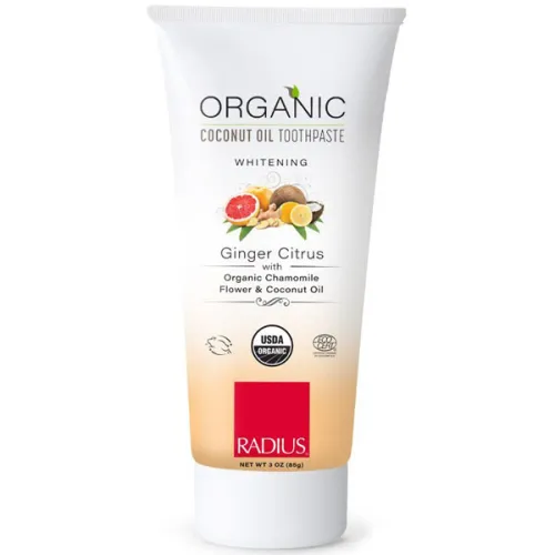 Органічна відбілююча кокосова зубна паста Radius USDA Organic Coconut Toothpaste Whitening Ginger Citrus з ароматом імбиру