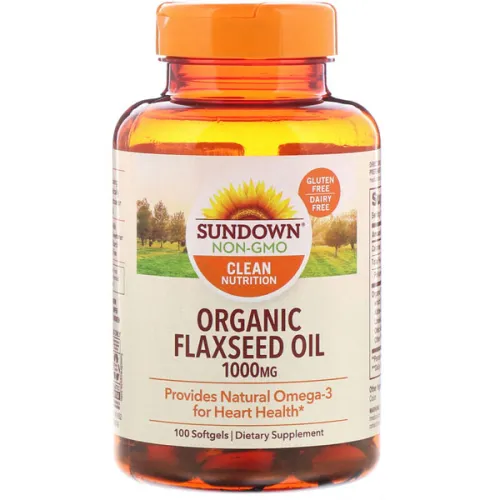 Органическое льняное масло Sundown Naturals Organic Flaxseed Oil 1000 mg, 1000 мг.