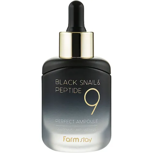 Ампульна сироватка для обличчя FarmStay Black Snail & Peptide 9 Perfect Ampoule з екстрактом чорного равлика і пептидами, 35