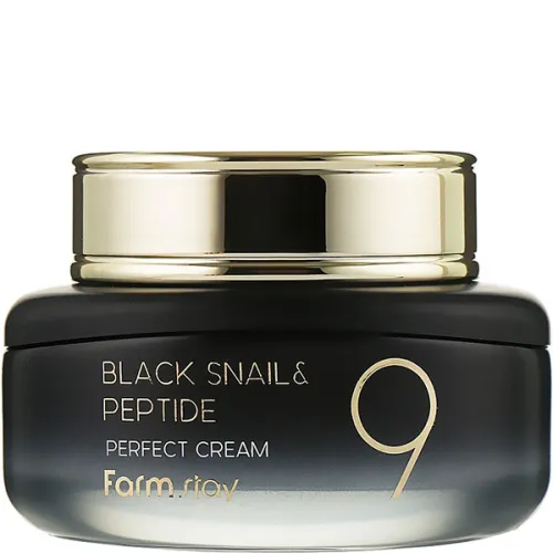 Крем для обличчя FarmStay Black Snail & Peptide 9 Perfect Cream з екстрактом чорного равлика і пептидами, 55 мл.