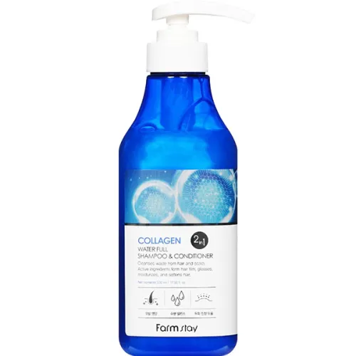 Шампунь-кондиціонер для волосся FarmStay Collagen Water Full Shampoo & Conditioner з колагеном, 530 мл.