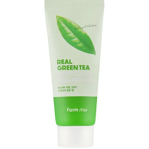 Глубоко очищающий пилинг-гель для лица FarmStay Real Green Tea Deep Clear Peeling Gel с экстрактом зеленого чая, 100 мл.