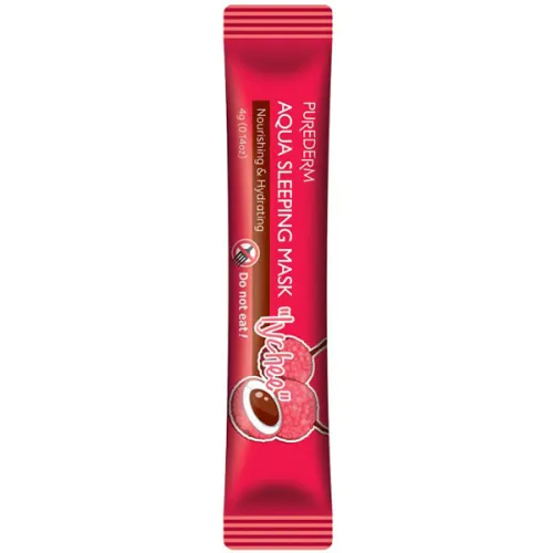 Поживна нічна маска для обличчя Purederm Aqua Sleeping Mask Lychee з екстрактом лічі, 4 г.