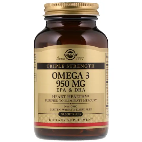 Омега-3 ЭПК и ДГК кислоты Solgar Omega-3 EPA & DHA Triple Strength 950 mg, 950 мг.