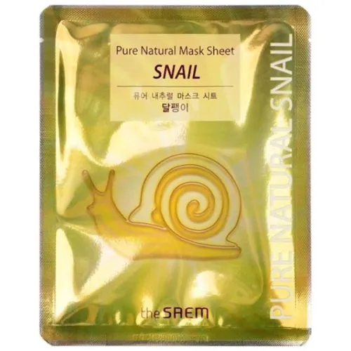 Тканинна маска для обличчя The Saem Pure Natural Mask Sheet Snail з муцином равлика, 20 мл.