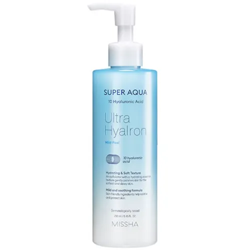 М’який пілінг-гель Missha Super Aqua Ultra Hyalron Mild Peel із гіалуроновою кислотою, 250 мл.