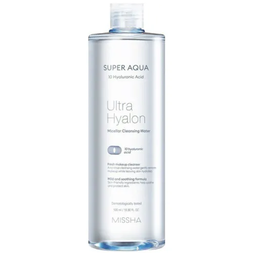 Мицеллярная вода Missha Super Aqua Ultra Hyalron Micellar Cleansing Water с гиалуроновой кислотой, 500 мл.