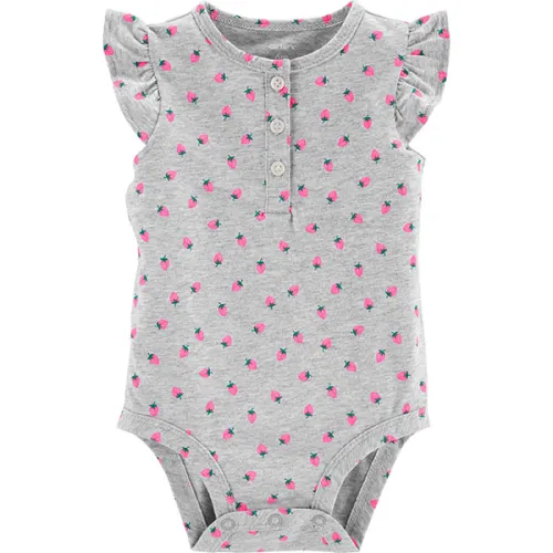 Бодик Carter’s Strawberry Flutter-Sleeve Collectible Bodysuit с принтом клубничек