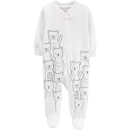 Белый человечек Carter’s Bear Zip-Up Cotton Sleep & Play с принтом мишек