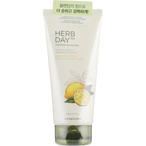 Пенка для умывания The Face Shop Herb Day 365 Master Blending Foaming Cleanser Lemon & Grapefruit с экстрактом лимона и