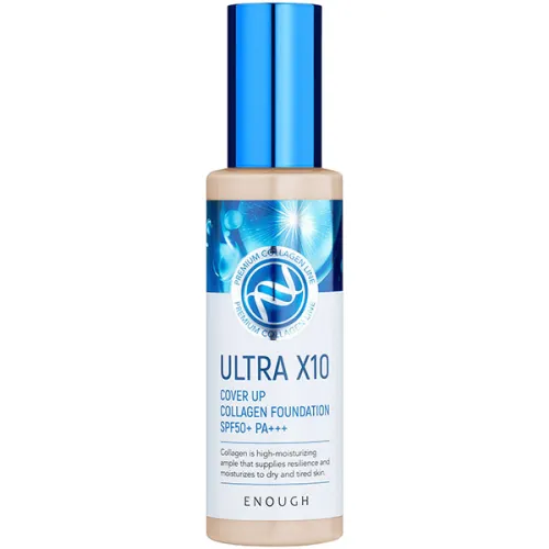 Тональный крем 3в1 Enough Ultra X10 Cover Up Collagen Foundation SPF50+ PA+++ с коллагеном, 100 г.