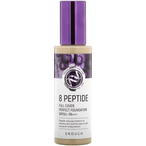 Тональний крем для обличчя Enough 8 Peptide Full Cover Perfect Foundation SPF50+ PA+++ з пептидами, 100 г.