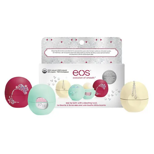 Набір EOS Holiday Gift Lip Balm with a Dazzling Do-it-Yourself Twist із 3-х органічних бальзамів для губ