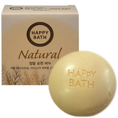 Мыло для рук и тела на рисовой воде Happy Bath Natural Real Mild Soap Bar Rice Water с экстрактом пшеницы, 100 г.