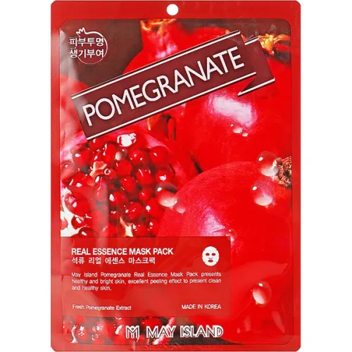 Тканинна маска для обличчя May Island Real Essence Pomegranate Mask Pack з екстрактом гранату, 25 мл.