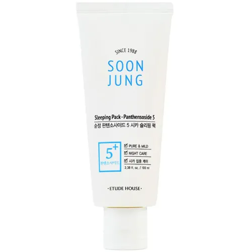 Нічна маска для чутливої шкіри обличчя Etude House Soon Jung Panthensoside 5 Cica Sleeping Pack, 100 мл.