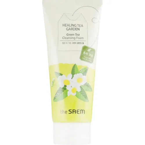Увлажняющая пенка для умывания The Saem Healing Tea Garden Green Tea Cleansing Foam с экстрактом зеленого чая, 150 мл.