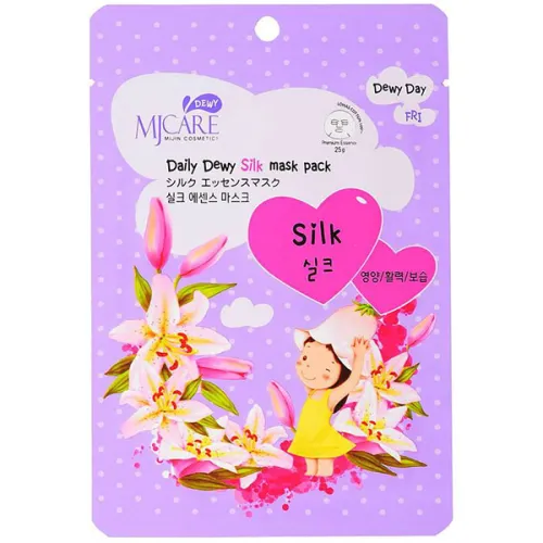 Тканевая маска для лица MJ Care Daily Dewy Silk Mask Pack с аминокислотами шелка, 25 г.