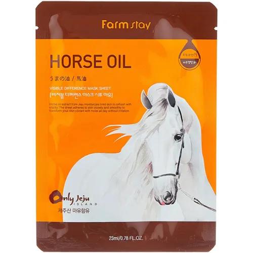 Тканинна маска для обличчя FarmStay Visible Difference Mask Sheet Horse Oil з кінським маслом, 23 мл.