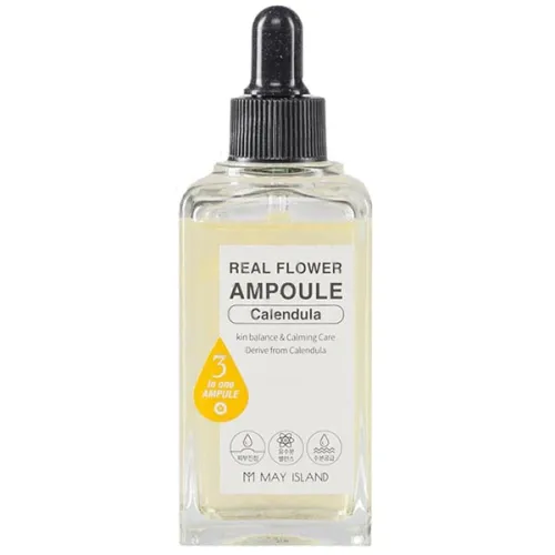 Успокаивающая ампульная сыворотка для лица May Island Real Flower Ampoule Calendula с экстрактом календулы, 100 мл.