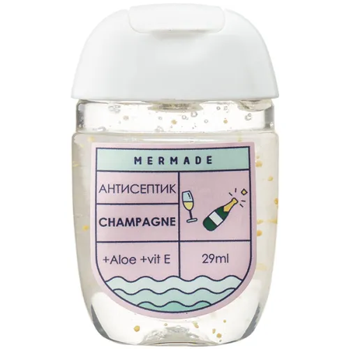 Антибактеріальний гель для рук «шампанське» Mermade Champagne Gel Sanitizer, 29 мл.