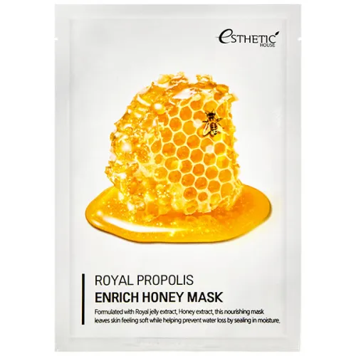 Живильна тканинна маска для обличчя Esthetic House Royal Propolis Enrich Honey Mask з екстрактом маткового молочка та