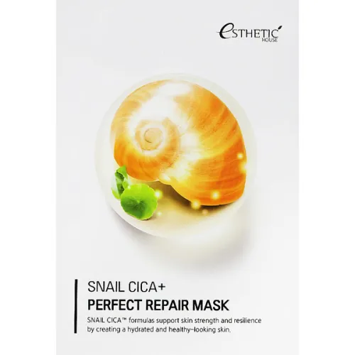 Відновлююча тканинна маска для обличчя Esthetic House Snail Cica+ Perfect Repair Mask з муцином равлика, 25 мл.