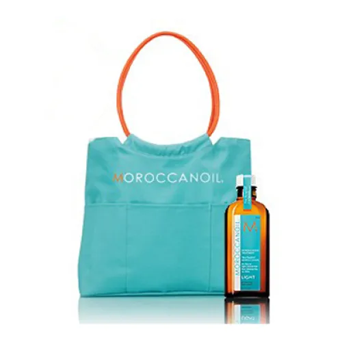 Набор для волос «восстанавливающее масло и пляжная сумка» Moroccanoil Light Oil Treatment and Beach Bag