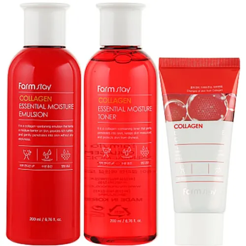 Набір для обличчя FarmStay Collagen Essential Moisture Skin Care 3 Set на основі колагену
