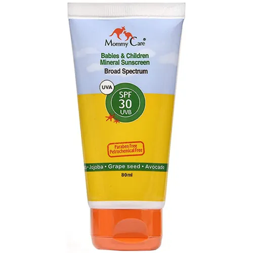 Детское натуральное солнцезащитное молочко для тела Mommy Care Babies and Children’s Body Mineral Sunscreen SPF30, 80 мл.