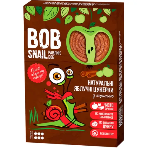 Натуральні цукерки «яблуко та кориця» Bob Snail Apple & Cinamon, 30 г.