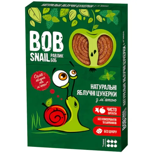 Натуральные конфеты «яблоко и мята» Bob Snail Apple & Mint, 30 г.