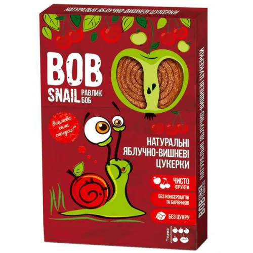 Натуральные конфеты «яблоко и вишня» Bob Snail Apple & Cherry, 30 г.
