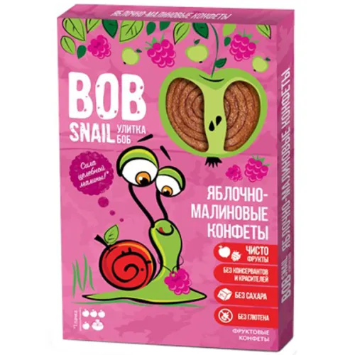 Натуральні цукерки «яблуко та малина» Bob Snail Apple & Raspberry, 30 г.