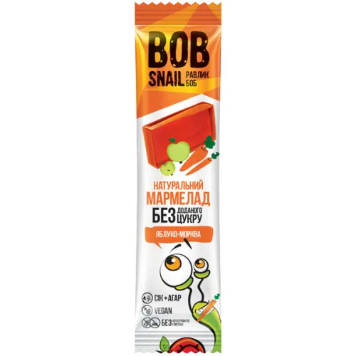Натуральний фруктовий мармелад «яблуко та морква» Bob Snail Marmalade Pear & Carrot, 38 г.