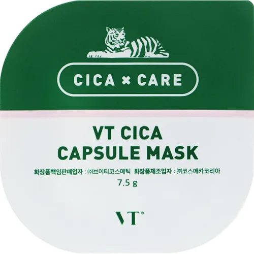 Заспокійлива глиняна маска для обличчя VT Cosmetics Cica Capsule Mask з екстрактом центели, 7.5 г.