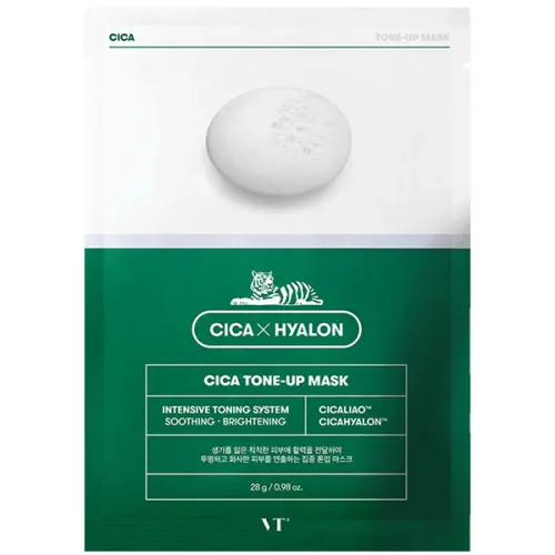 Заспокійлива тканинна маска для яскравості тону VT Cosmetics Cica Tone-Up Mask з екстрактом центели, 28 мл.