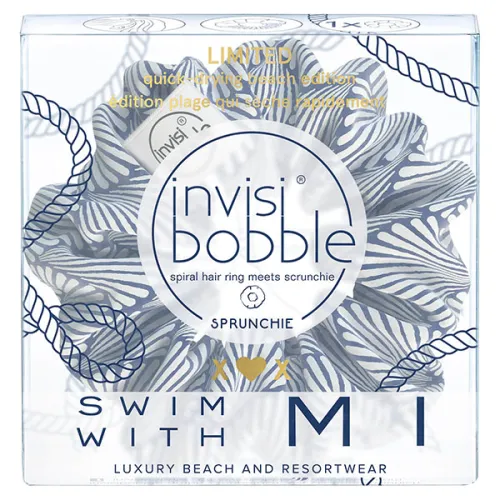 Резинка-браслет для волосся «синьо-біла» Invisibobble Sprunchie Swim With Mi Santorini Pack Your Bikini