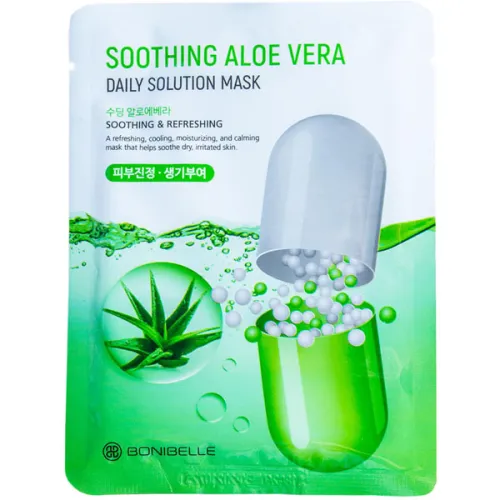 Тканевая маска для лица Enough Bonibelle Soothing Aloe Vera Daily Solution Mask с алоэ, 23 мл.