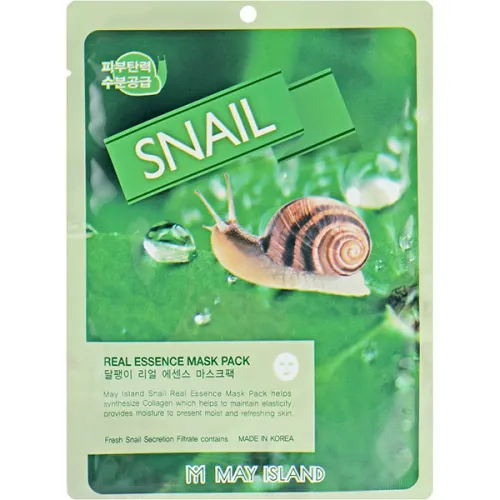 Тканевая маска для лица May Island Real Essence Snail Mask Pack с муцином улитки, 25 мл.