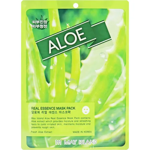Тканинна маска для обличчя May Island Real Essence Aloe Mask Pack з алое вера, 25 мл.