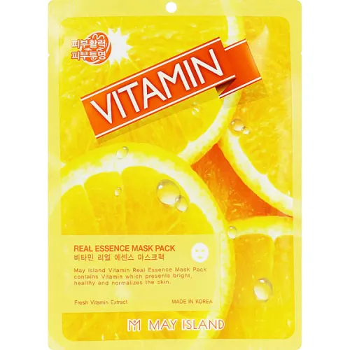 Тканинна маска для обличчя May Island Real Essence Vitamin Mask Pack з вітаміном C, 25 мл.