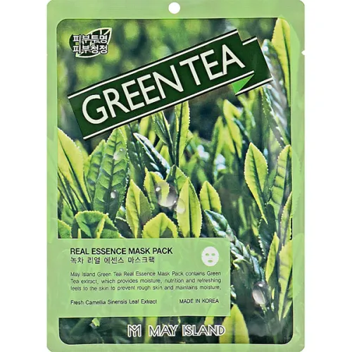 Тканевая маска для лица May Island Real Essence Green Tea Mask Pack с экстрактом зеленого чая, 25 мл.