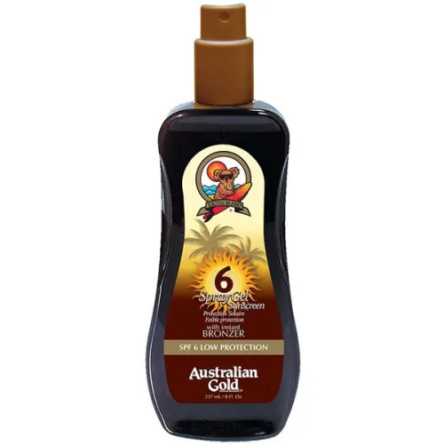 Сонцезахисний спрей-гель для засмаги Australian Gold Spray Gel Sunscreen with Instant Bronzer SPF6 з бронзатором, 237 мл.