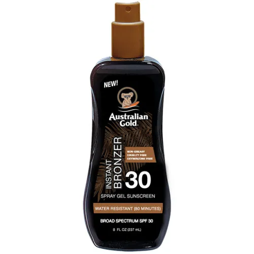 Сонцезахисний спрей-гель для засмаги Australian Gold Spray Gel Sunscreen with Instant Bronzer SPF30 з бронзатором, 237 мл.