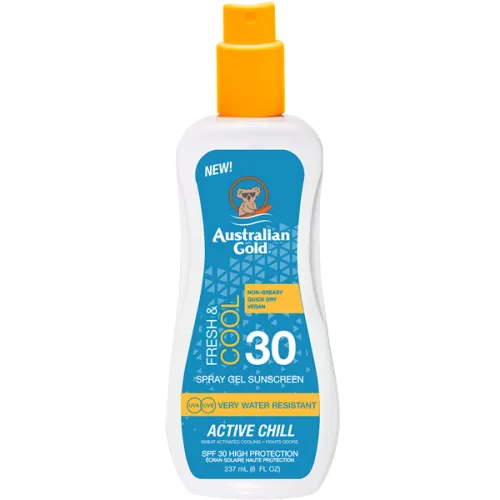 Освіжаючий і охолодний сонцезахисний спрей-гель для засмаги Australian Gold Fresh & Cool Spray Gel Sunscreen Active Chill