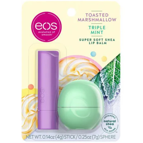 Набор бальзамов для губ «поджаренный зефир и тройная мята» EOS Flavorlab Toasted Marshmallow and Triple Mint Stick and