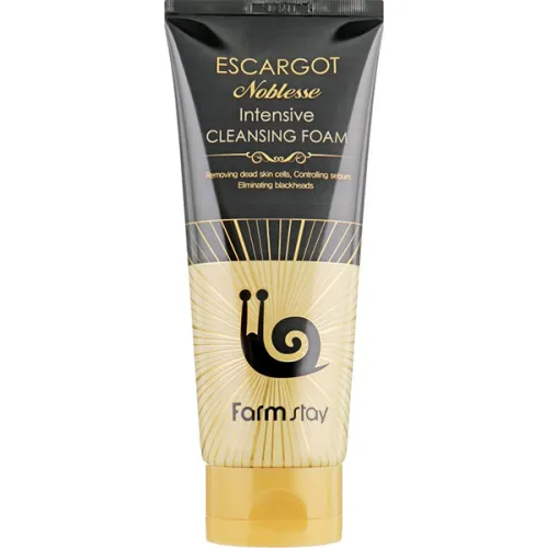Пенка для умывания FarmStay Escargot Noblesse Intensive Cleansing Foam с муцином королевской улитки, 180 мл.
